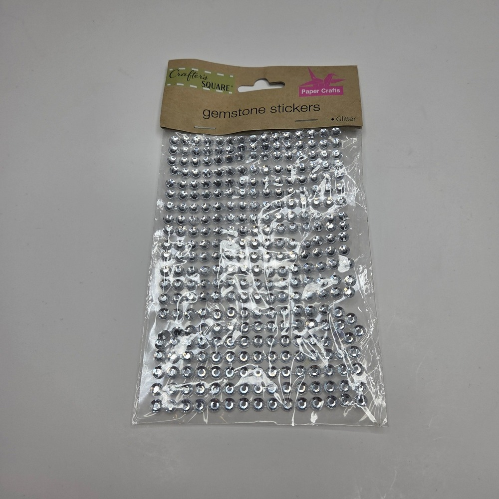 Crafter's Square Gemstone Stickers Glitter Clear Rhinestone Adhesive Sheet NEW
